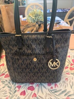 Michael Kors Signature MK Logo Brown Tote Bag- New 13x10